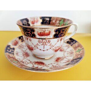 Antique Royal Albert Crown China Imari-style cup and saucer, 1920's
